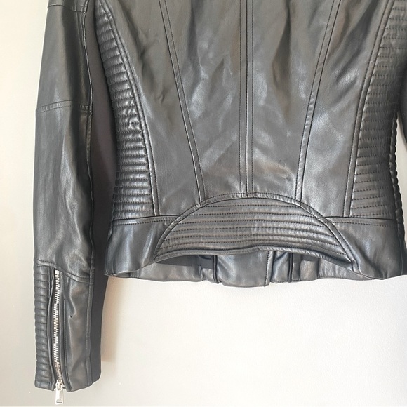Zara Trafaluc Black Faux Leather Biker Jacket - Picture 6 of 14